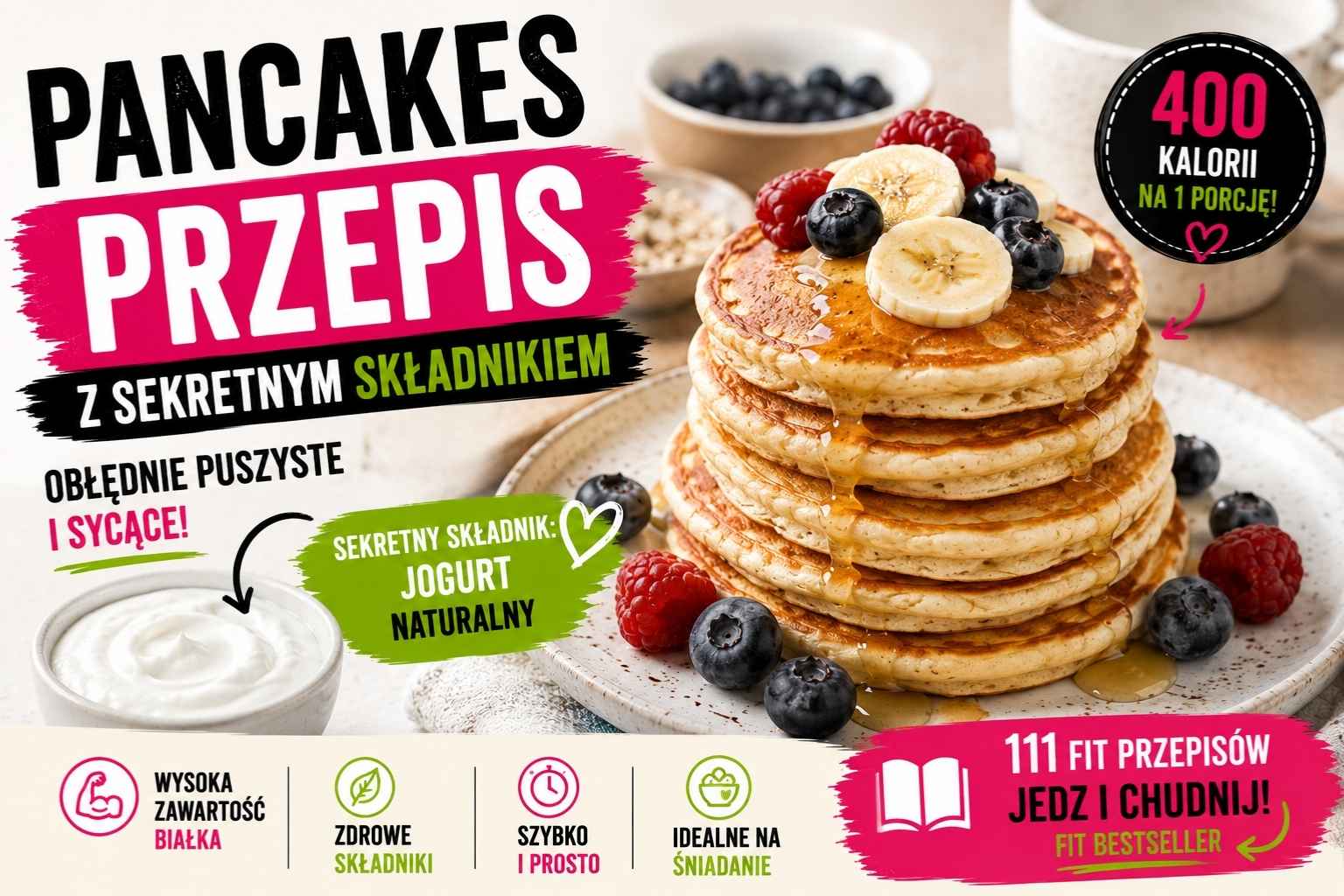 You are currently viewing Pancakes przepis z sekretnym składnikiem – 400 Kalorii
